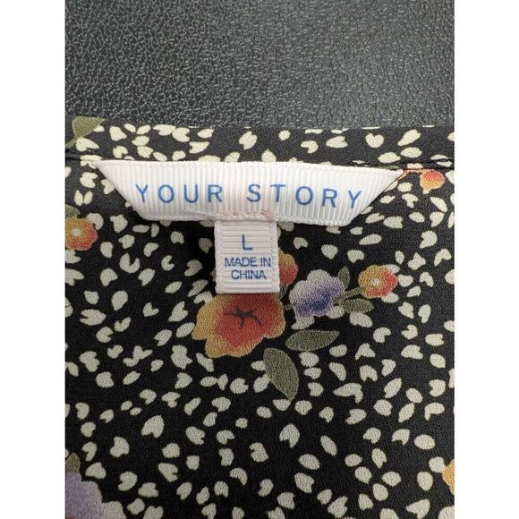 Your Story Floral Tank Top Brown Orange Flowers Women's Large - Picture 3 of 5